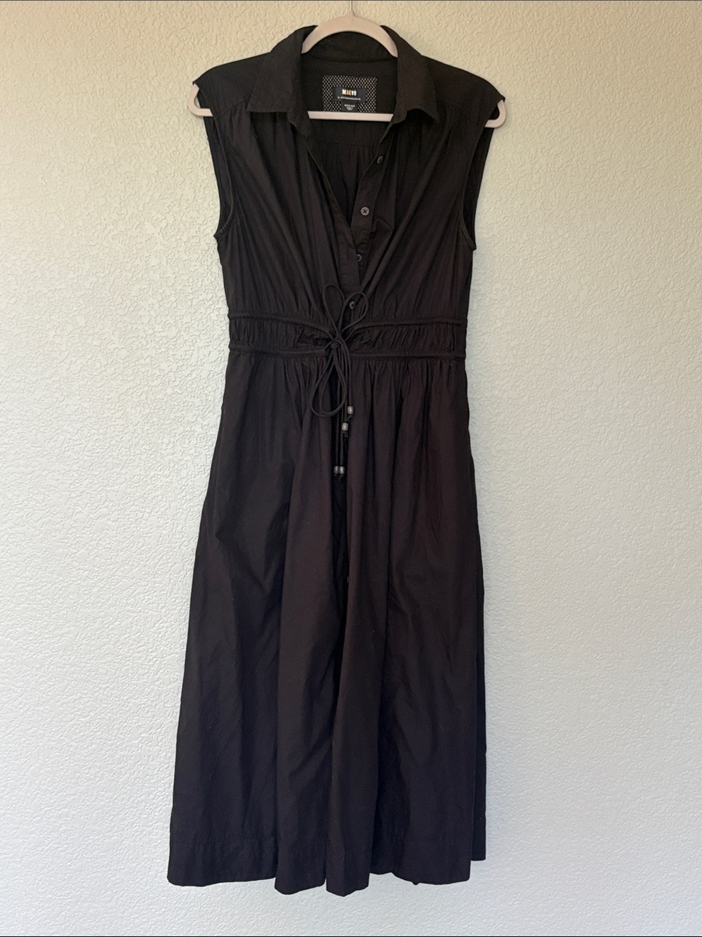 Maeve by Anthropologie Sleeveless Black Tie-Waist Dress